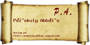 Páskuly Abbás névjegykártya